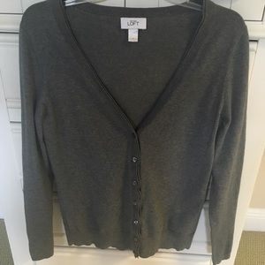 Ann Taylor Loft Gray Long Sleeve Cardigan